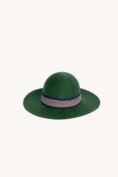 Green Floppy style alpaca wool peruvian hat