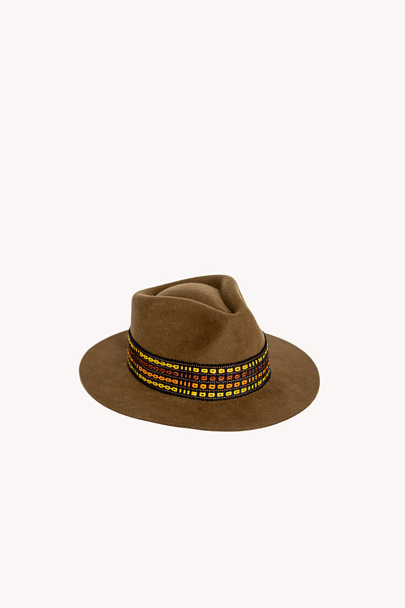 Brown Fedora style alpaca wool hat