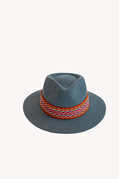 Blue Fedora style alpaca wool hat