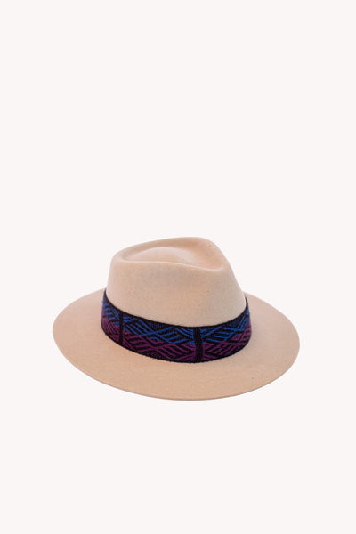 Light Beige Fedora style alpaca wool artisan hat