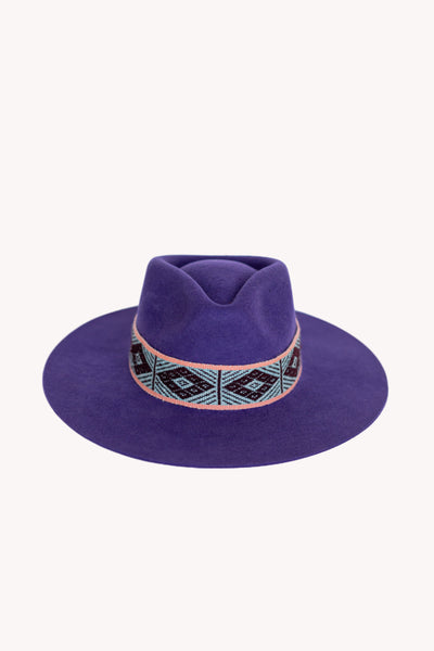 Purple Western Hat with Vitality Removable Intention Hat Textile Band