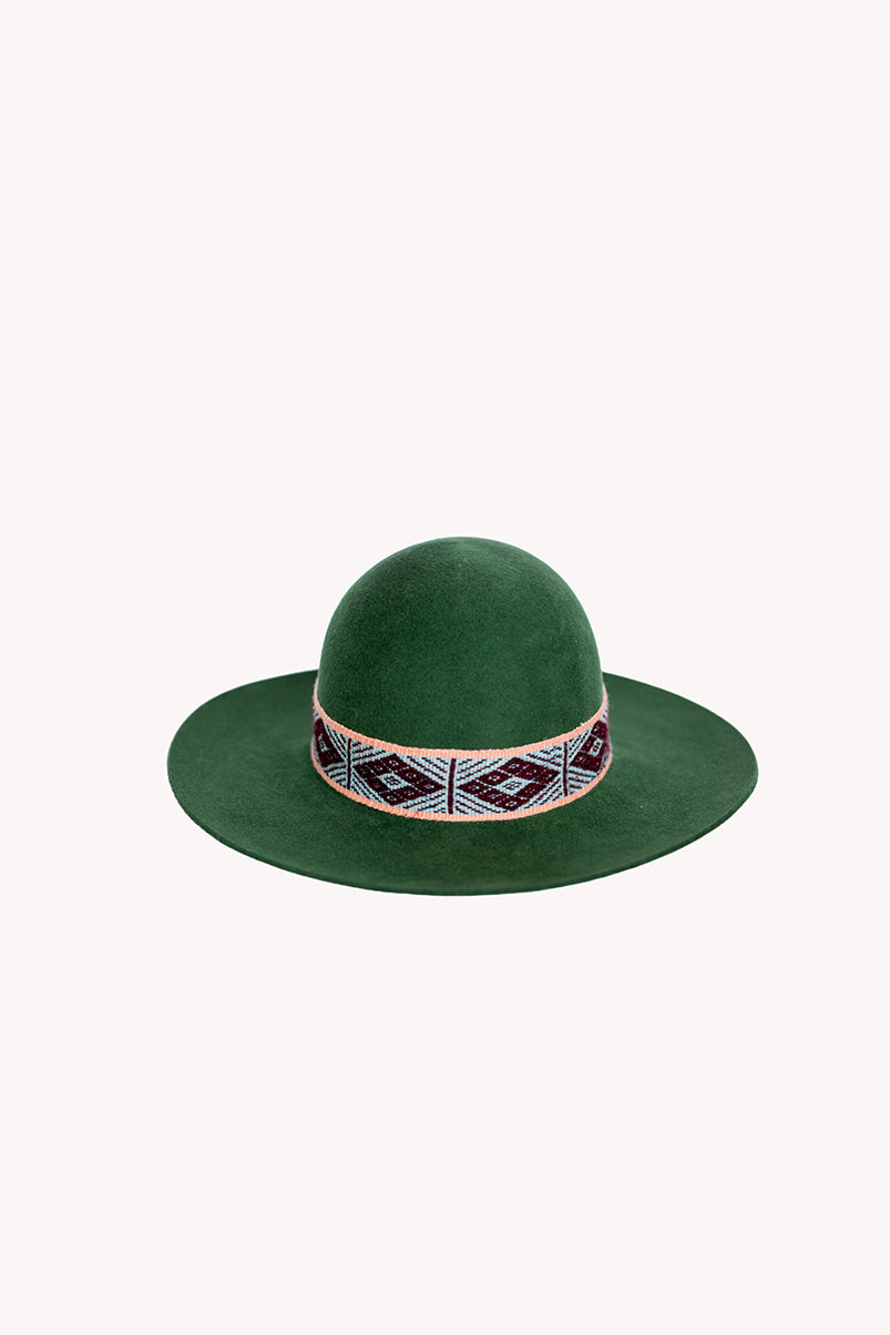 Green Floppy style alpaca wool handmade hat