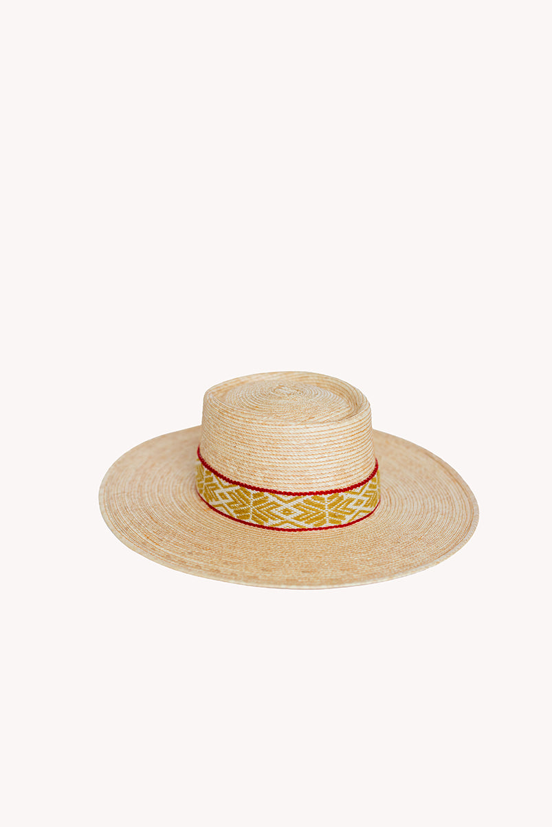 Straw Bucket style palm leaf Guatemalan hat