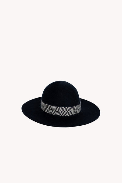 Black Floppy style alpaca wool hat