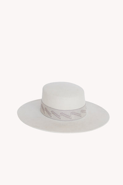 White Spanish style alpaca wool hat