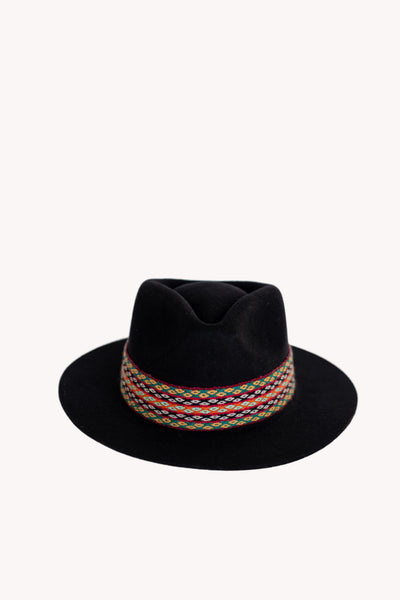 Black Fedora style alpaca wool artisanal hat