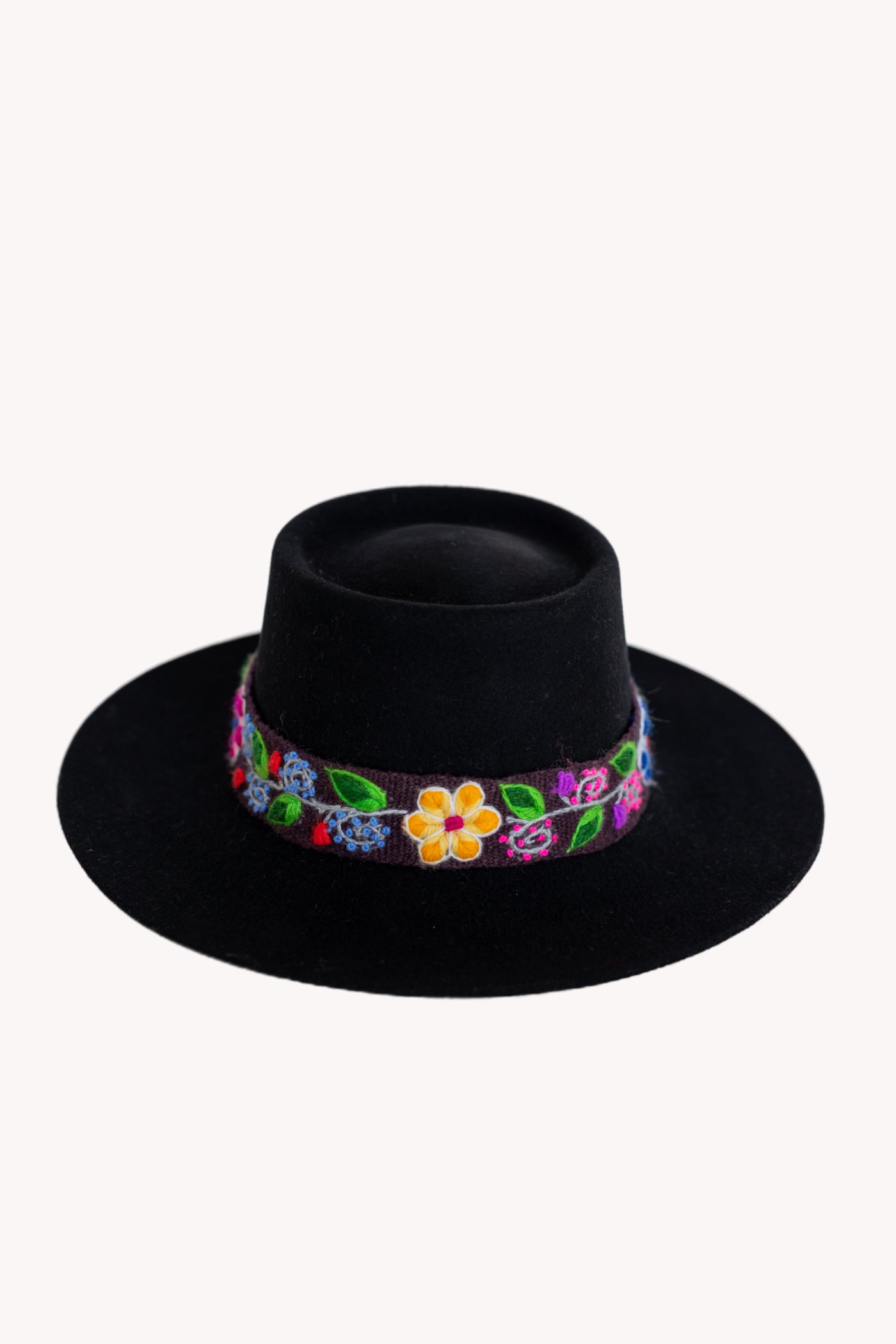 Black Bucket style alpaca wool handmade hat