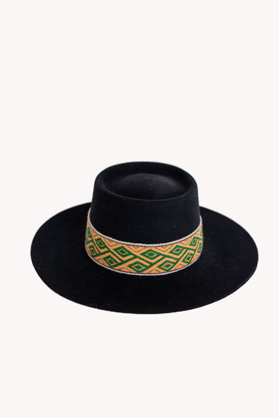 Black Bucket style alpaca wool artisan hat