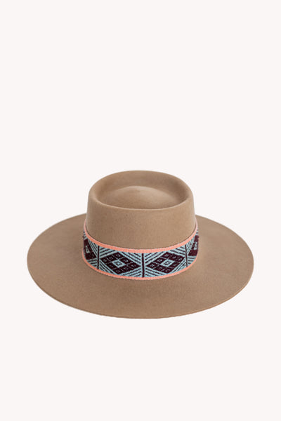 Beige Bucket style alpaca wool handmade hat
