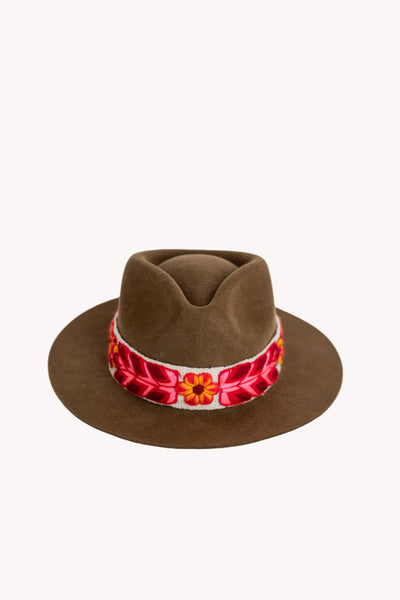 Brown Fedora style alpaca wool boho hat