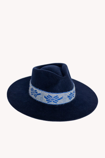 blue western style boho hat