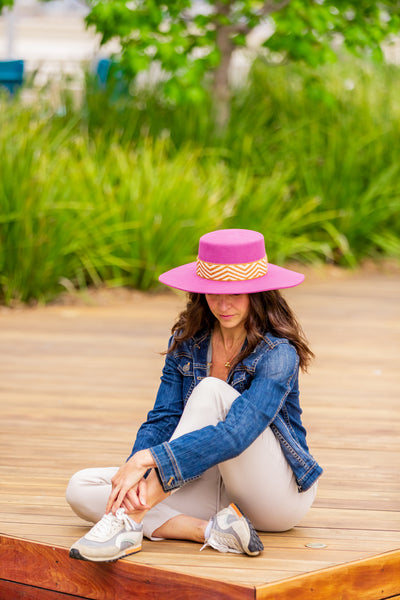 pink Spanish style boho hat