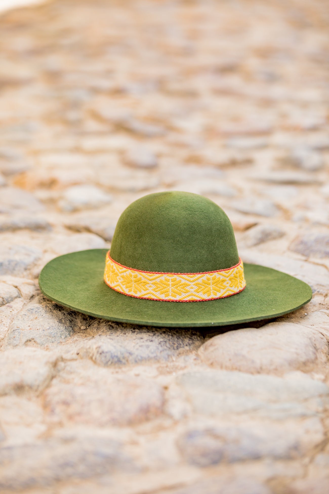 Green Floppy style alpaca wool artisan hat