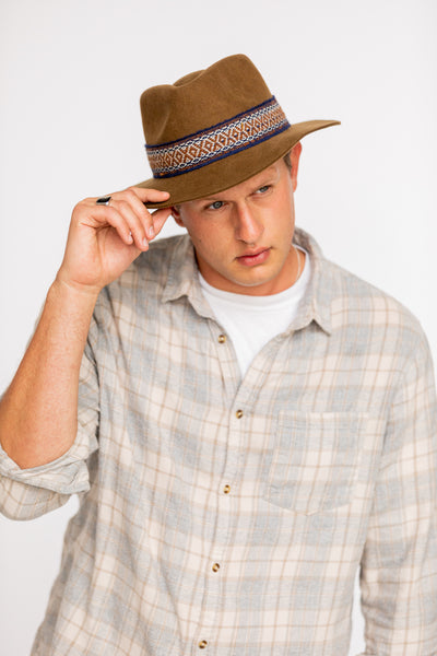Brown Fedora style alpaca wool sustainable hat