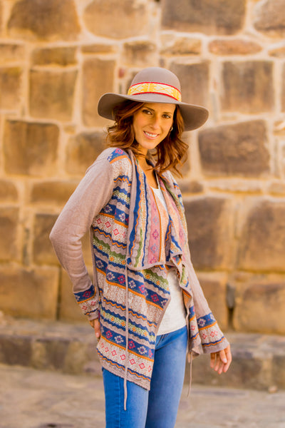 Beige Floppy style alpaca wool peruvian hat
