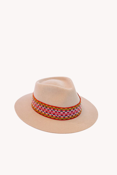 Light Beige Fedora style alpaca wool Peruvian hat