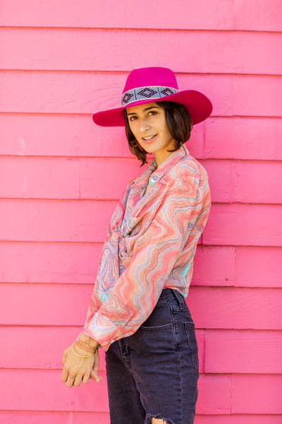 Pink western style hat