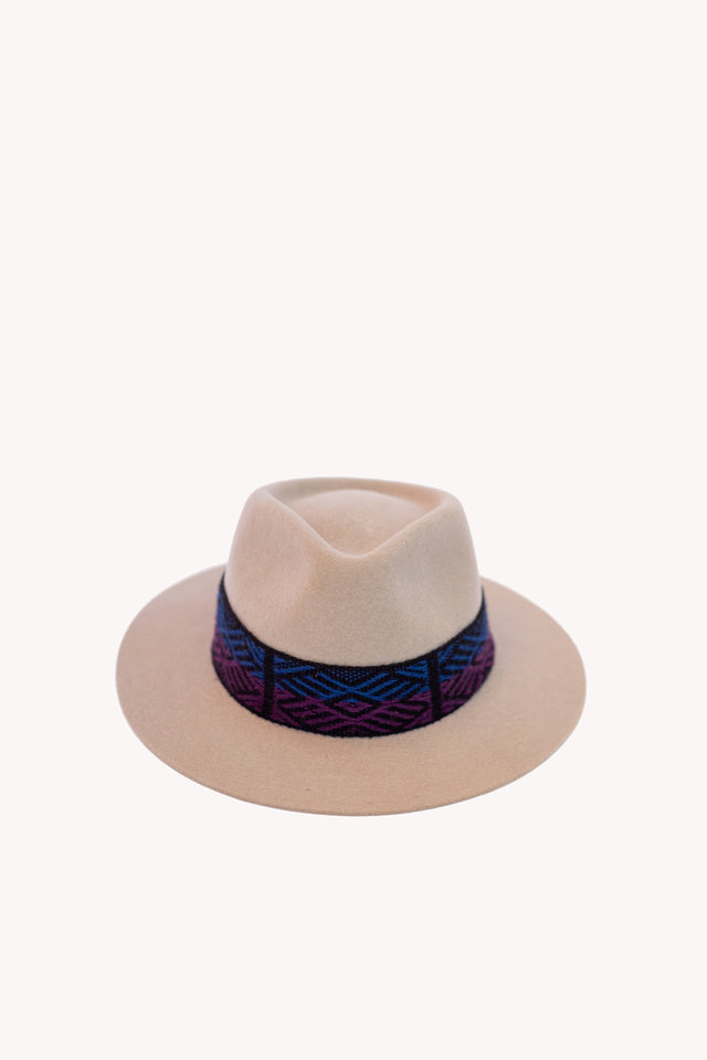 Light Beige Fedora style alpaca wool hat