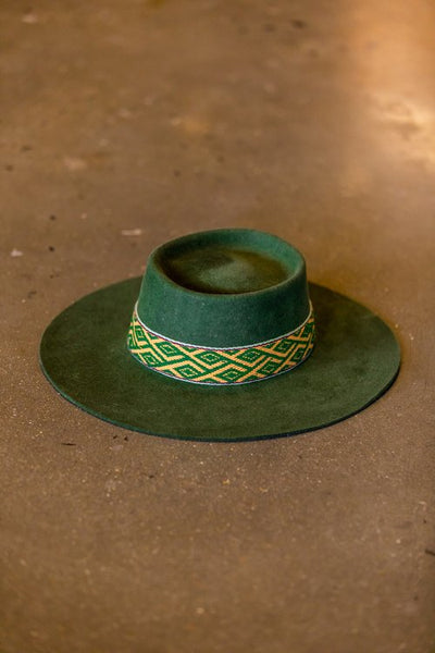 Green Bucket style alpaca wool handmade hat