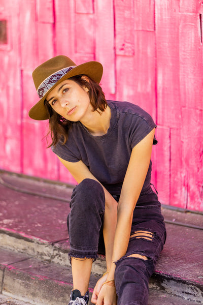 Brown Fedora style alpaca wool jazz hat