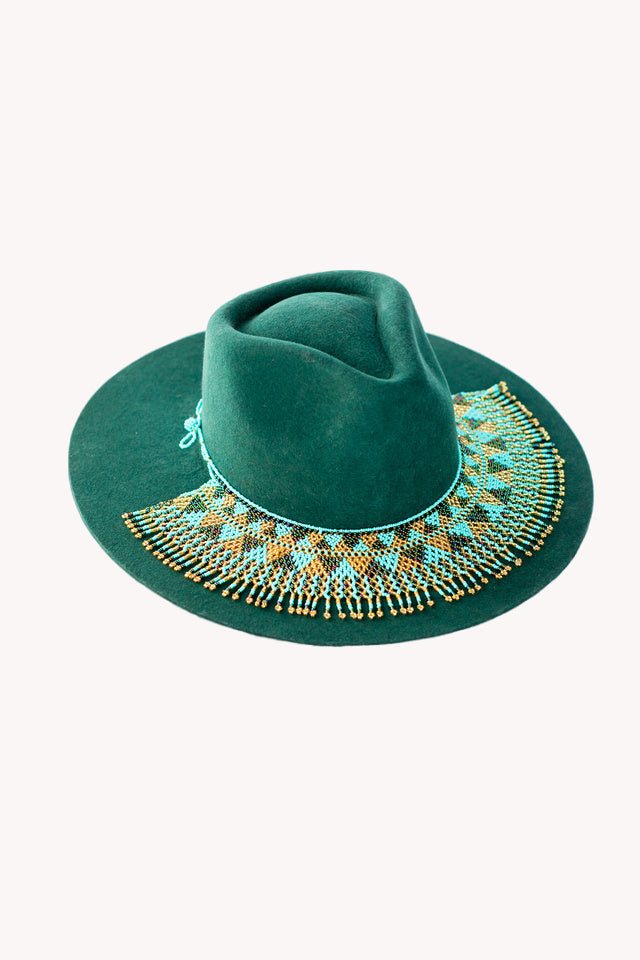 Blue beaded handmade hat necklace