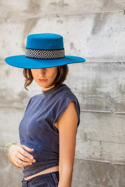 Blue Spanish style boho hat