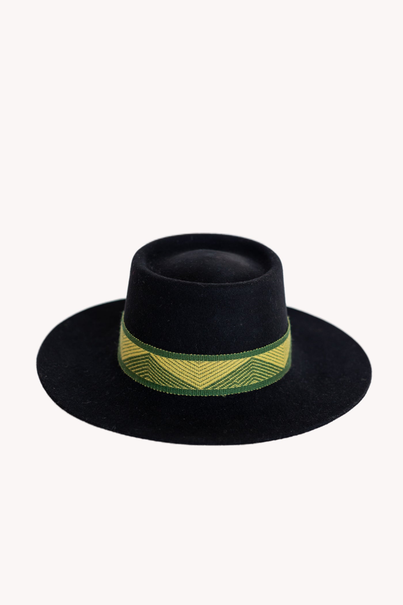 Black Bucket Hat with Green Band, Power Intention Band  Removable Intention Hat Textile Band