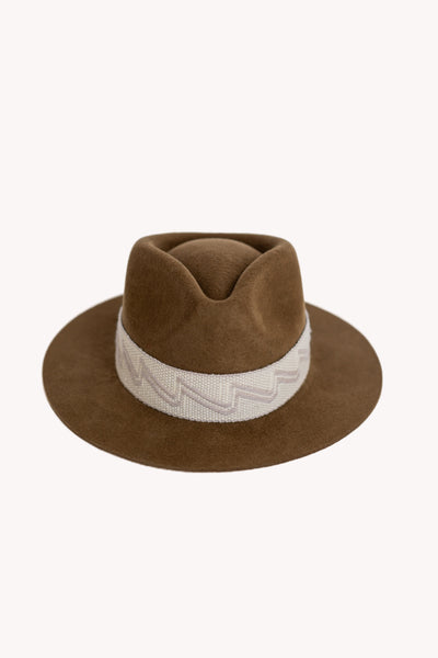 Light Brown Fedora Hat with Commitment Intention Band Removable Intention Hat Textile Band