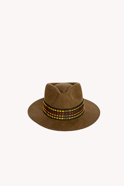 Light Brown Fedora Hat with Intuition Intention Band Removable Intention Hat Textile Band