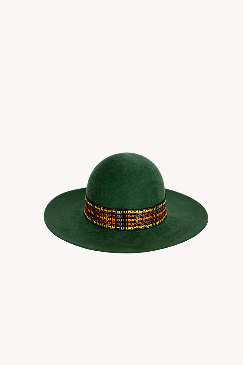 Green Floppy style alpaca wool hat