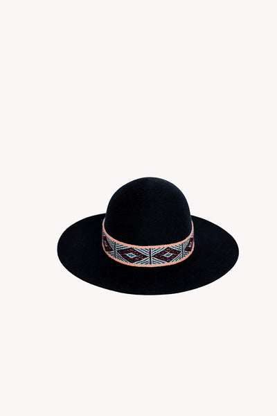Black Floppy Hat with Vitality Removable Intention Hat Textile Band