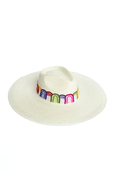 Wide Brim White Palm Leaf Straw Hat