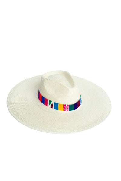 Wide Brim White Palm Leaf Straw Hat