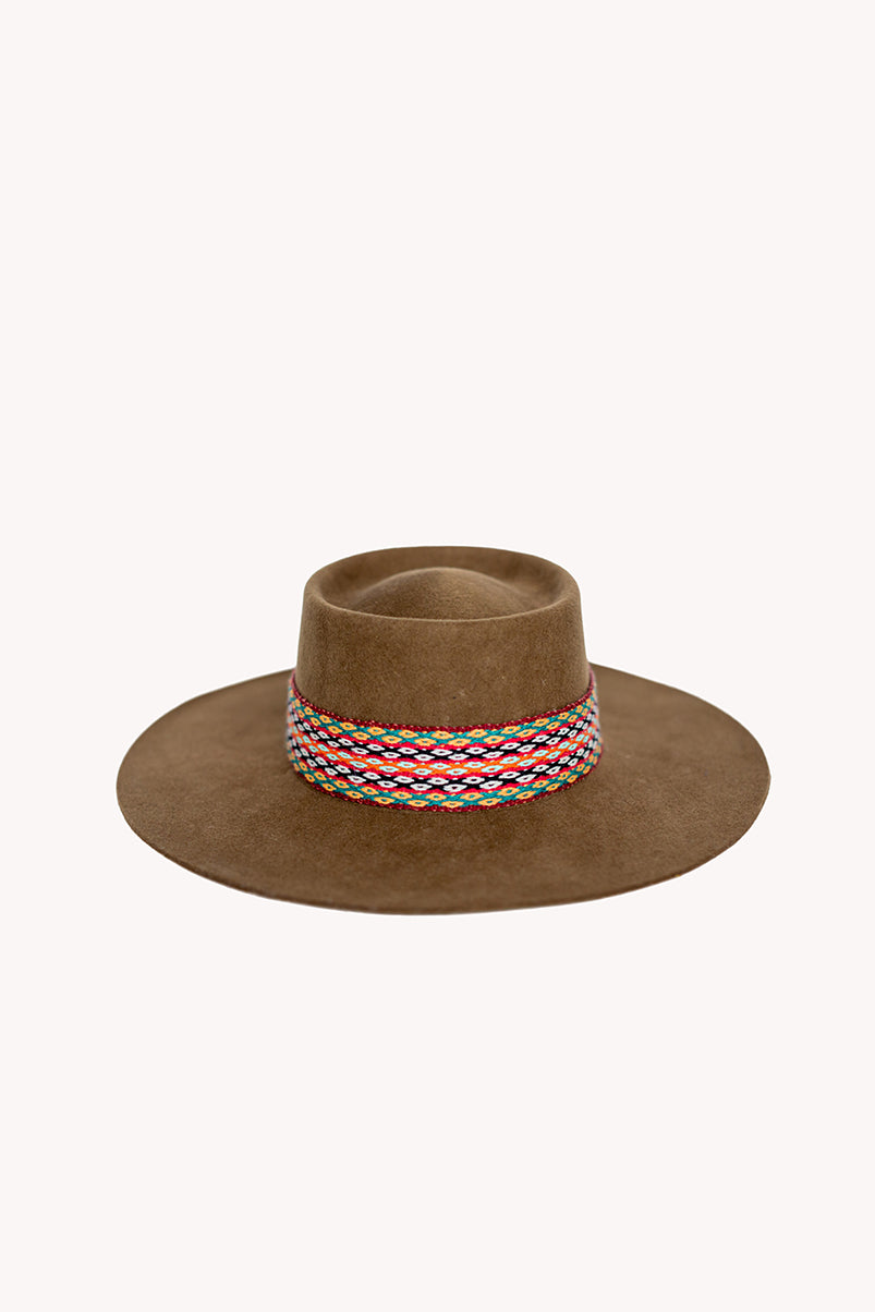 Brown Bucket style alpaca wool hat