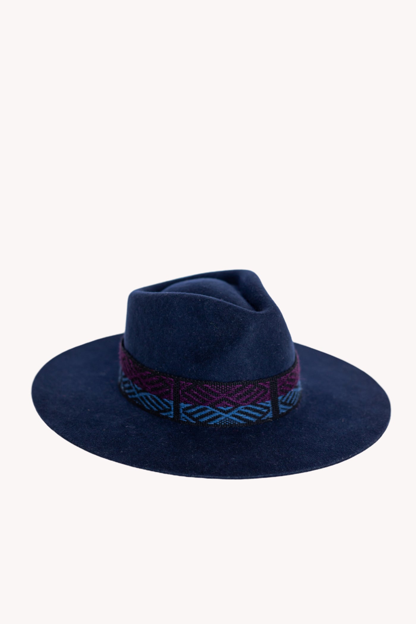 Navy Blue Cowboy Hat with Wisdom Intention Band  Removable Intention Hat Textile Band