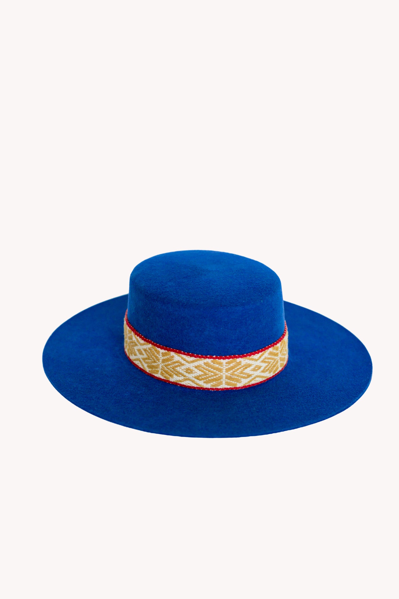 Electric Blue Spanish Hat with Abundance Intention Band Removable Intention Hat Textile Band