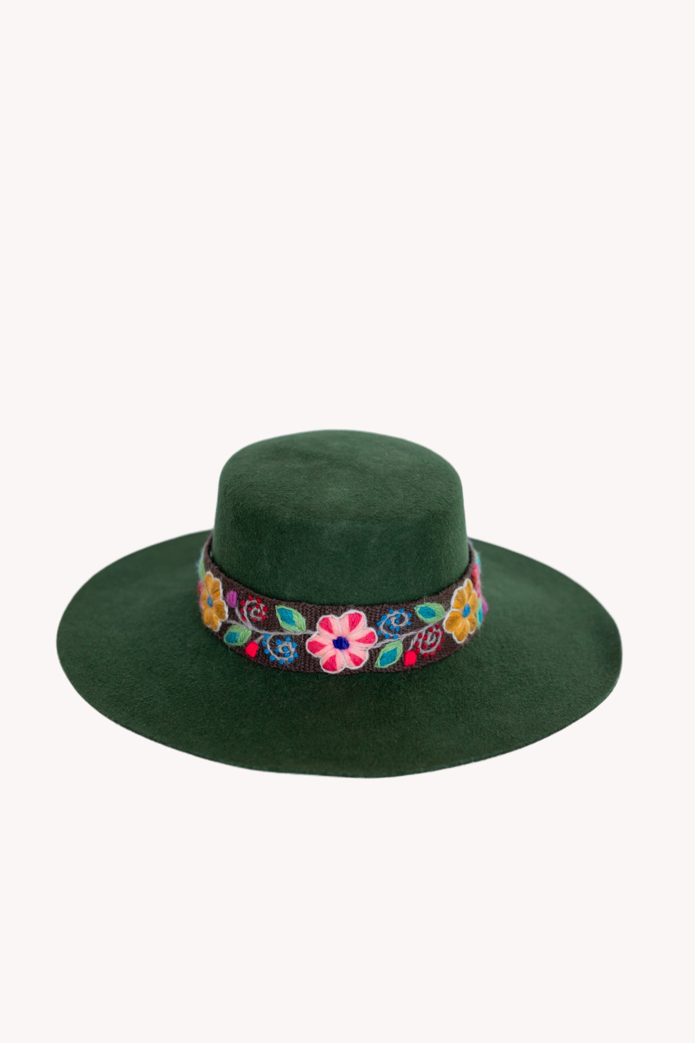 Hunter Green Spanish Hat with Flourish Intention Band Removable Intention Hat Textile Band