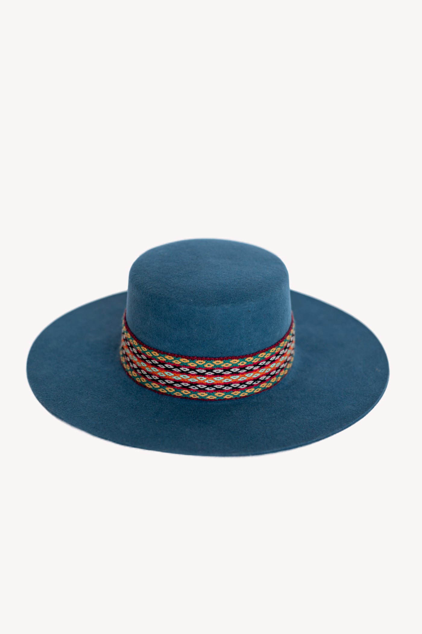 Denim Spanish Hat with Happiness Intention Band Removable Intention Hat Textile Band