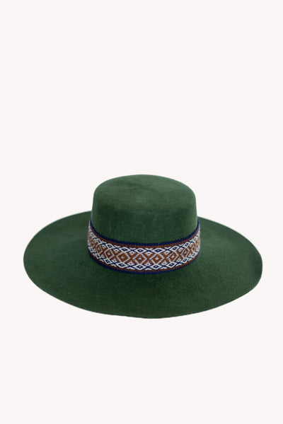 Hunter Green Spanish Hat with Love Removable Intention Hat Textile Band