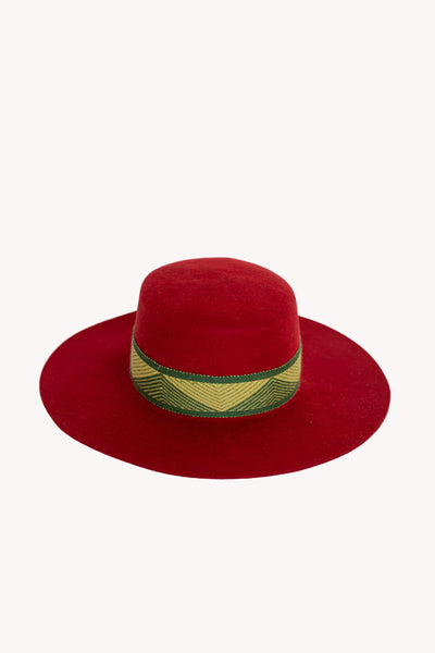 Red Spanish Hat with Power Intention Band Removable Intention Hat Textile Band