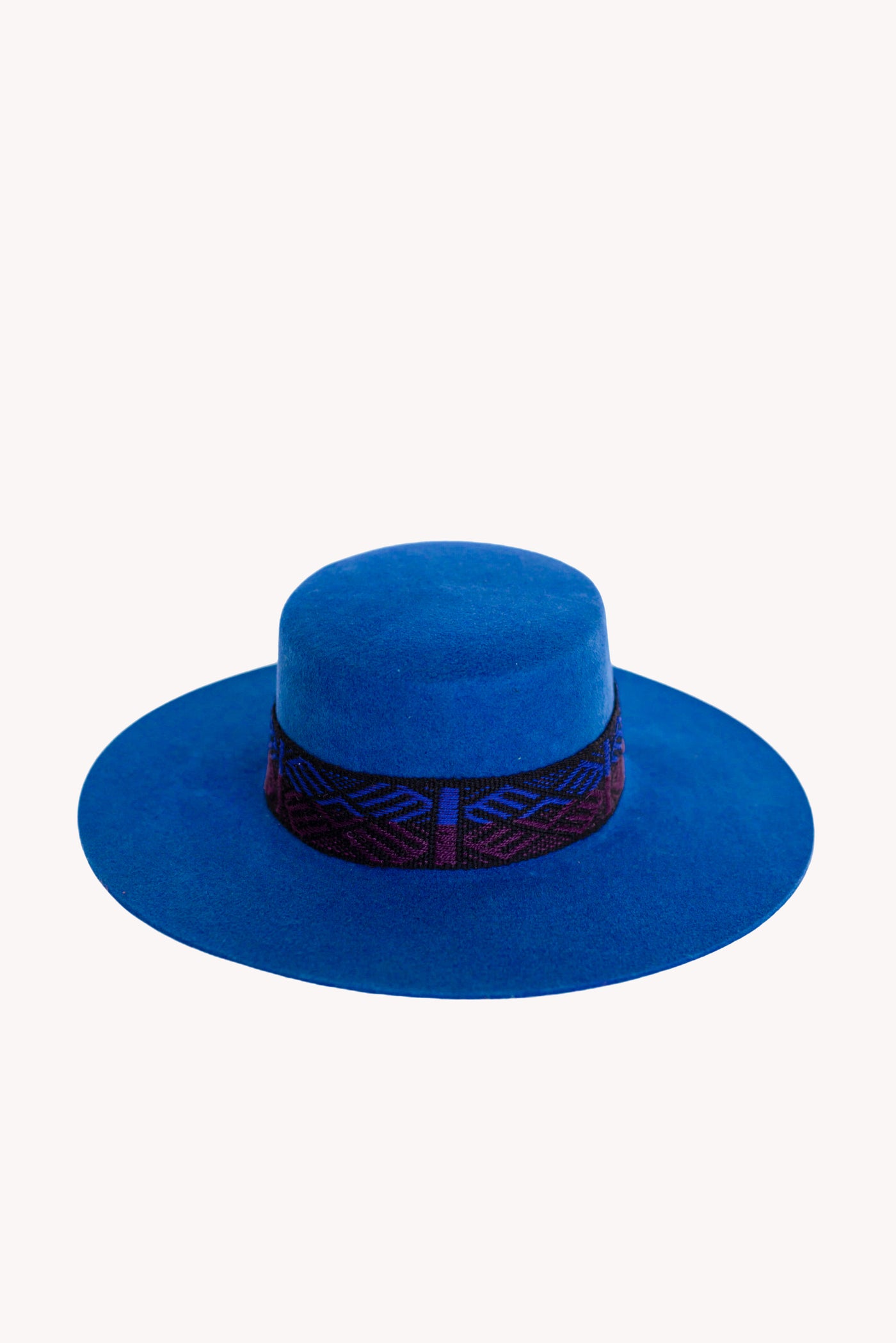 Electric Blue Spanish Hat with Wisdom Intention Band Removable Intention Hat Textile Band