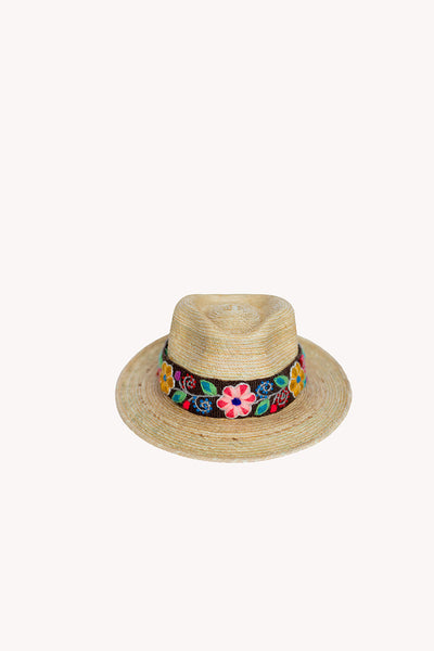 Straw Fedora Hat with Flourish Intention Band Removable Intention Hat Textile Band