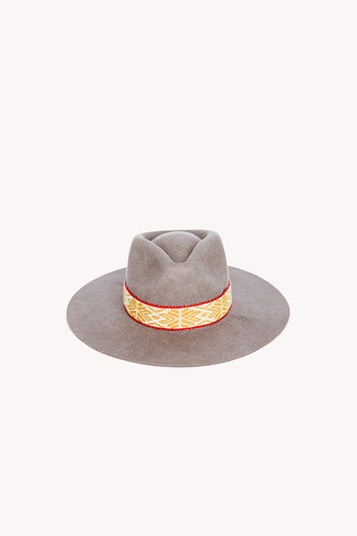 Grey Western Hat with Abundance Intention Band Removable Intention Hat Textile Band