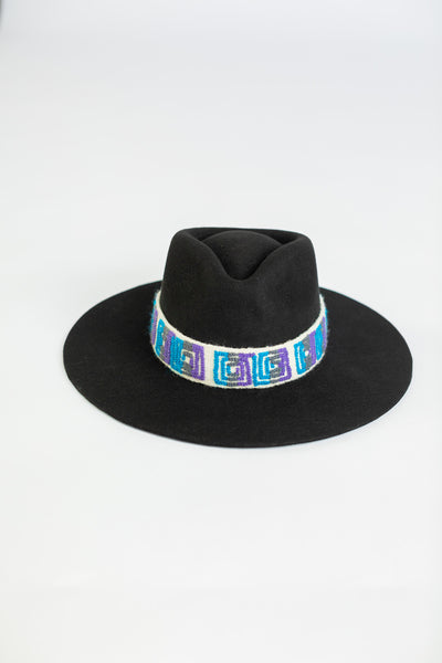 Black Western Hat with Conscious Intention Band Removable Intention Hat Textile Band