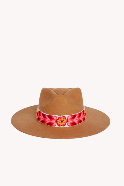 Camel Western Hat with Gratitude Intention Band Removable Intention Hat Textile Band