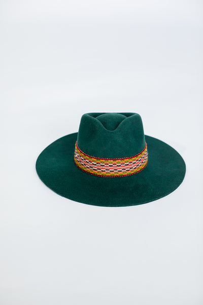 Dark Teal Western Hat with Happiness Intention Band Removable Intention Hat Textile Band