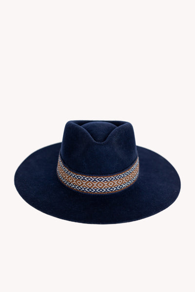 Navy Western Hat with Love Removable Intention Hat Textile Band