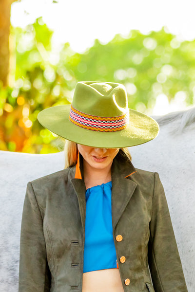 green western style high fashion hat
